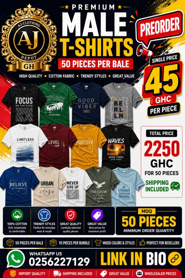 🔥 PREMIUM MALE T-SHIRTS-50pcs 🔥