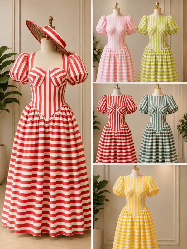 Ladies strip dress puff Moq 10 pcs (155gh) size s-Xl