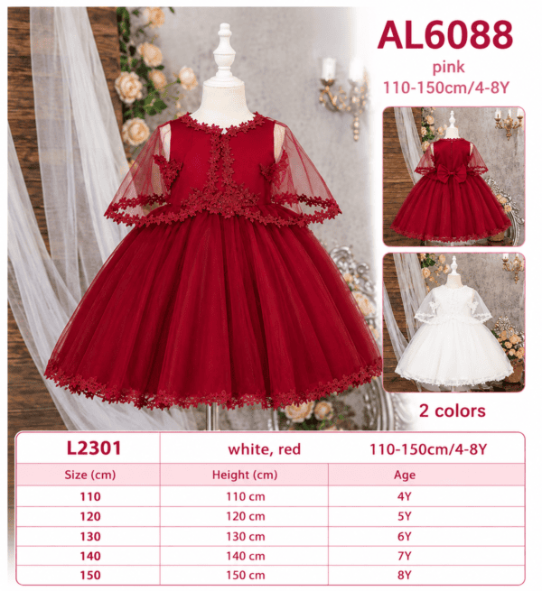 Girls red and white gown -165gh moq 1
