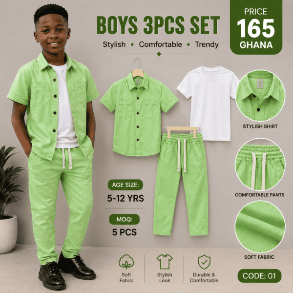 Linen 3pcs set- moq 5pcs / 165gh/ 6-12yrs