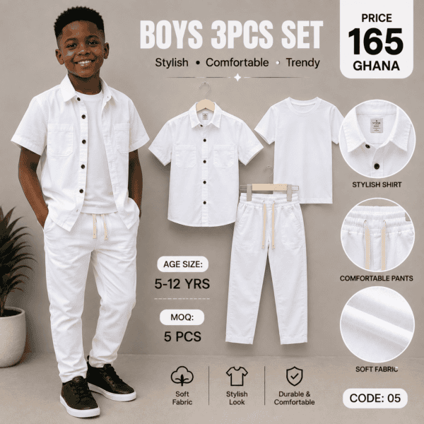 Premium boys linen 3pcs set -Gh 165/ moq5pcs