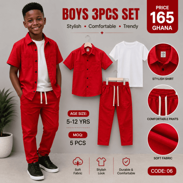 Linen 3pcs for boys /165gh- moq5 /6-12years