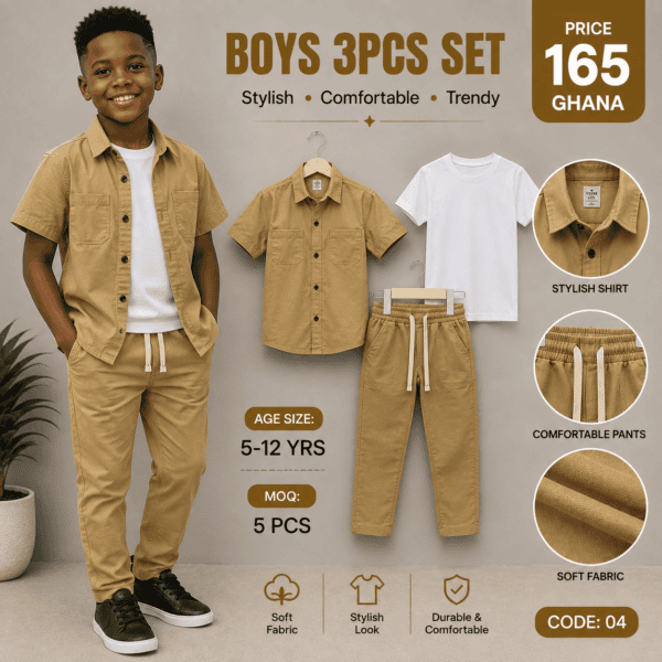Linen boys 3 pcs high / 165gh moq 5pcs / 6-12years
