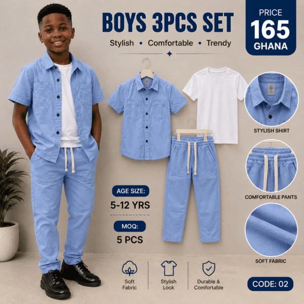 High grade 3pcs for boys -165gh, moq5, 6-12yrs